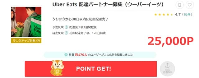ウーバーイーツ　モッピー経由